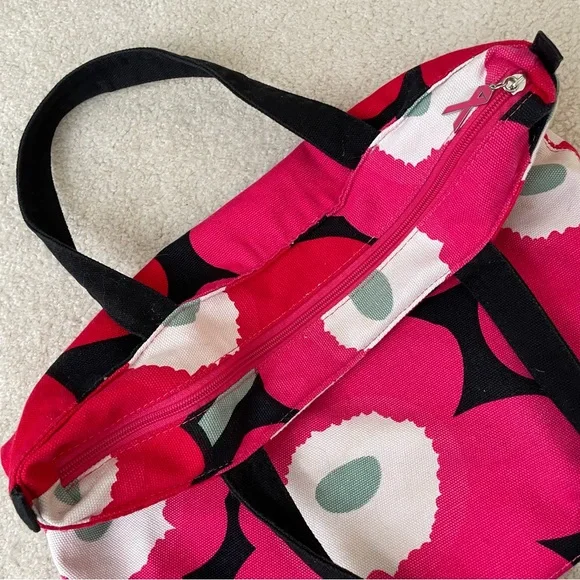 Marimekko Avon Breast Cancer Crusade Red/Pink Floral Tote Bag (Stained) - Picture 7 of 15